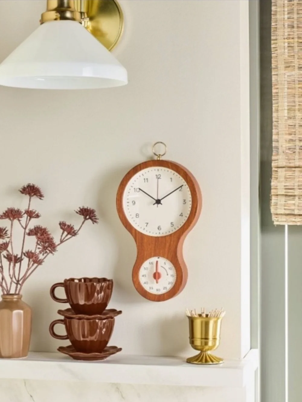 Faux Wood and Brass Kitchen Clock and Timer - Hearth & Hand™ with Magnolia